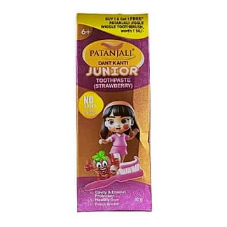 Patanjali Dant Kanti Junior Toothpaste Strawberry - 80gm Free Toothbrush